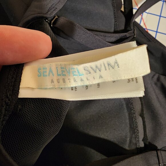 Sea Level Scallop Square Neck Bralette One Piece NWT Black Size 10 - Picture 8 of 11